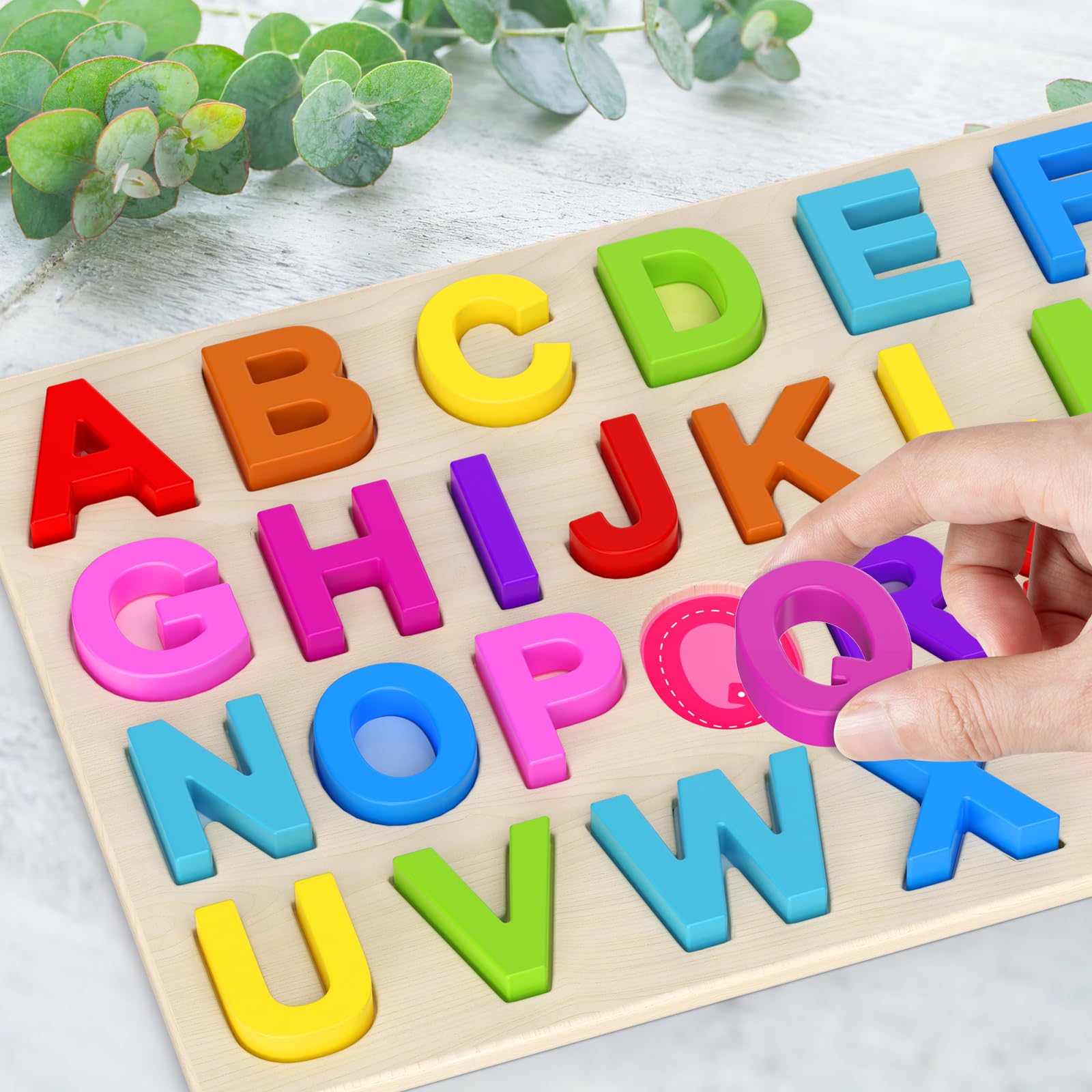 Amazon.com: Zeoddler Alphabet Puzzles, Wooden Puzzles for Toddlers
